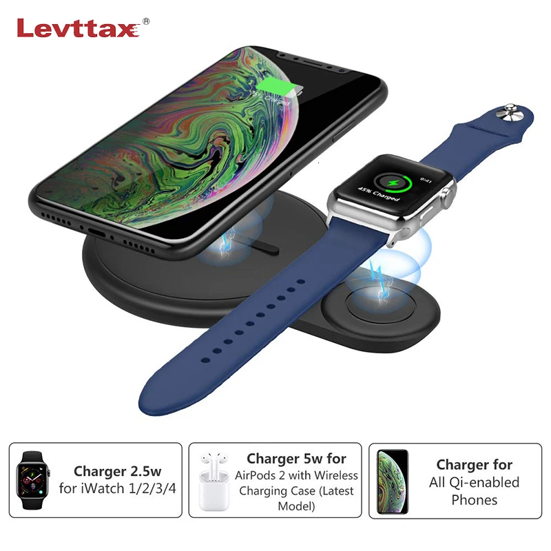 

10W Qi Smart Phone Charging Stand For iPhone Samsung Xiaomi Huawei Fast Wireless Charger Pad Stand Dock For Apple Watch Airpods