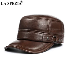 LA SPEZIA натуральная кожа мужские военные шапки коричневый черный натуральная кожа теплые толстые русские зимние мужские армейские шапки