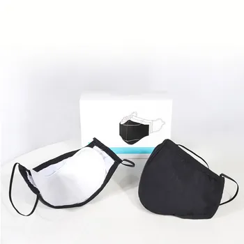 

2Pcs Face Maskswashable And Reusable With 50Pcs Filter Dustproof Breathable Cloth Mouth Face Maske PM2.5 Black Cycling Facemask