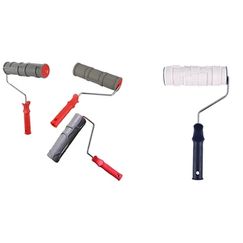 

1x Decorative Paint Roller Pattern Painting Tool & 3Pcs 10-Inch Embossed Antique Roller Brushes Diatom Mud Paint
