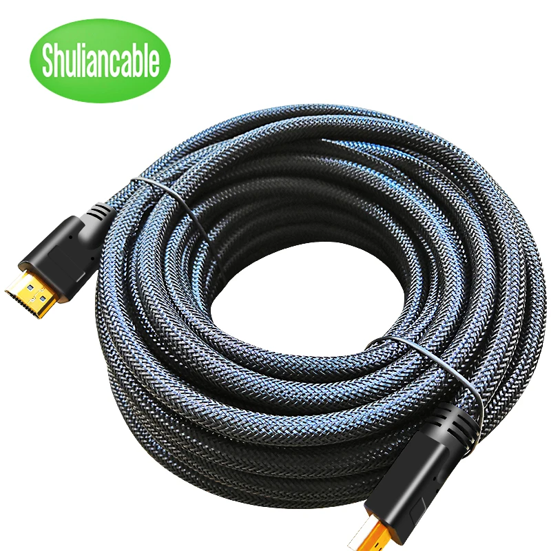 Shuliancable длинный HDMI кабель 20 м 15 м 10 м 7,5 м 5 м нейлоновая оплетка HDMI кабель 1080P 3D позолоченный кабель высокоскоростной для HD tv xbox PS3