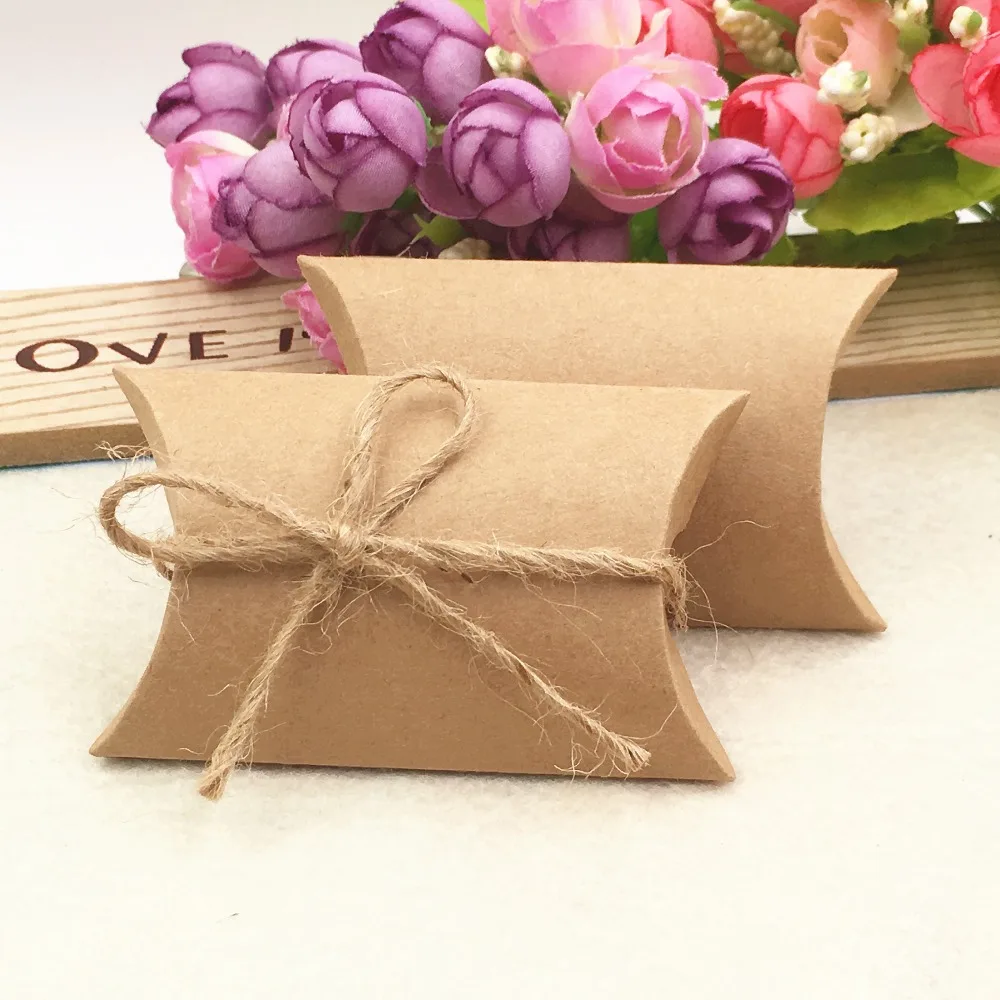 

24Pcs/Lot 8x5.5x2cm Pillow Paper Box Free Hemp Rope Strings For Hawthorn Cherries Fruits Lipsticks Candy Storage Package Boxes