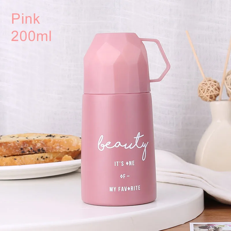 200ml-Pink Термальная фляга из нержавеющей стали спортивные бутылки для воды портативная Термокружка вакуумный Стакан Кружка термоскоп для детей 350 мл 200 мл - Цвет: 200ml-Pink