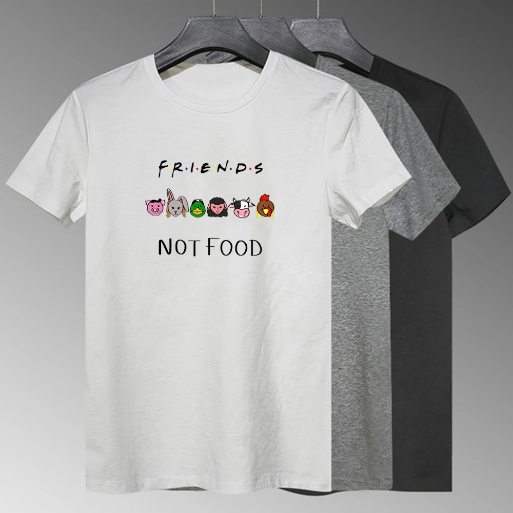

Refreshing Cool Style New T Shirt Women Halloween Oversize Vintage T-shirt FRIENDS NOT FOOD Letter Print Design T Shirt