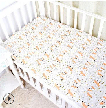 100см хлопковая кроватка простыня Мягкая дышащая детская наматрасник мультфильм постельные принадлежности для новорожденных для кроватки размер 130*70 см - Цвет: F