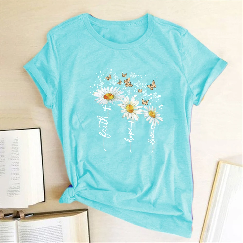 Chrysanthemum Butterfly T-shirt Print Women Casual Shirt JKP4752