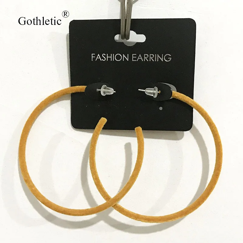 Gothletic 2 5X60 мм горчичные бархатные серьги кольца флокированные круглые для женщин