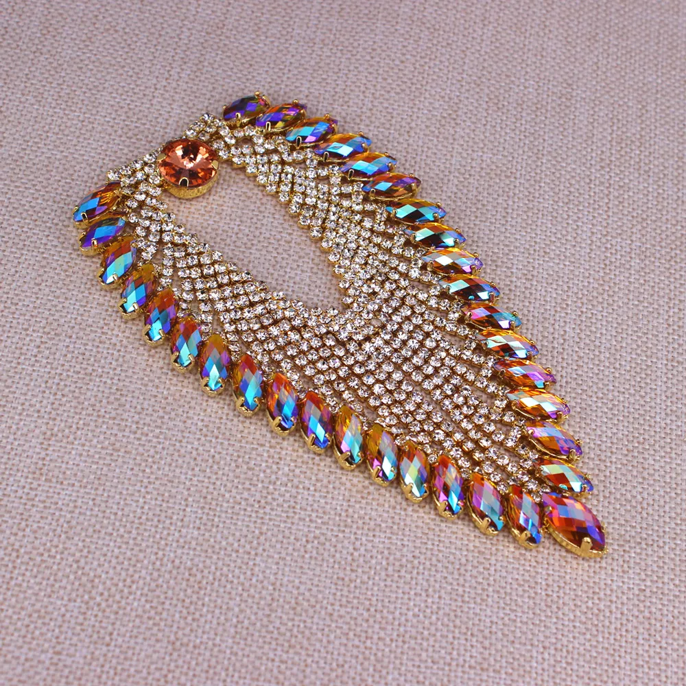 14.3X8cm 1 шт. зеленый AB с кисточкой сердцем стразы аппликация шитье свадебное платье