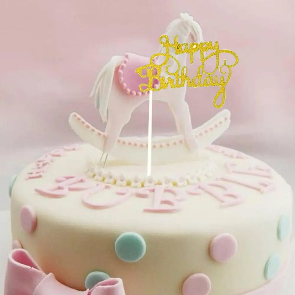 Christmas children Birthday cake card Glitter 3D Paper Happy Birthday Cake Topper Cupcake Dessert Decor Supplies cake insert@30