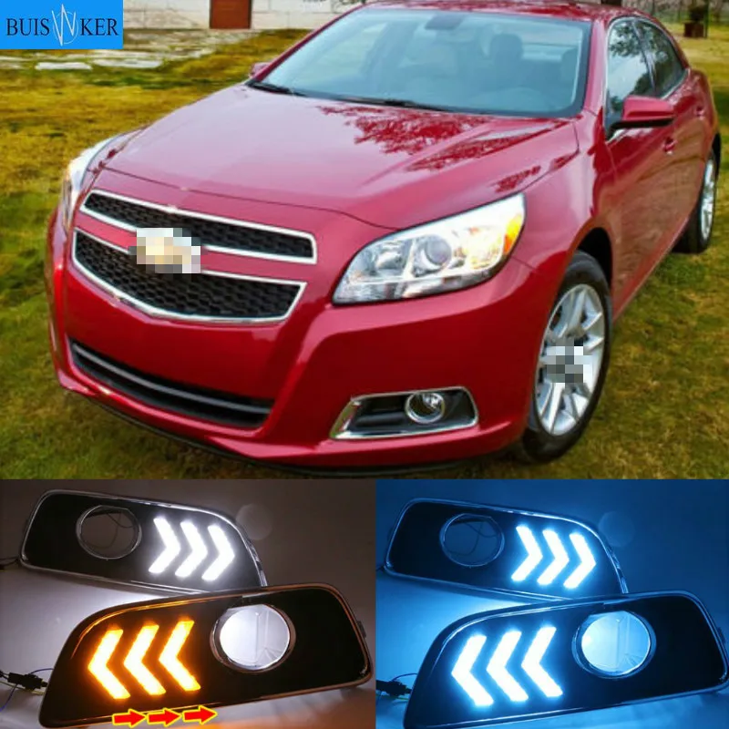 

1 пара для Chevrolet chevy Malibu 2011-2015 светодиодный Габаритные огни DRL с желтым указатели поворота COB свет