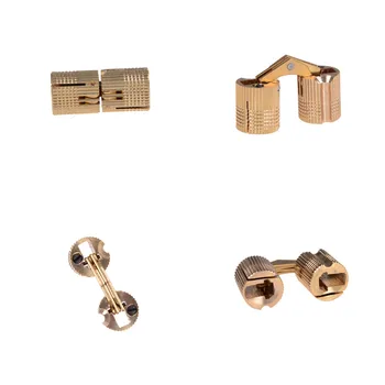

4PCS 8mm Copper Barrel Hinges Cylindrical Hidden Cabinet Concealed Invisible Brass Hinges Mount For Furniture Hardware