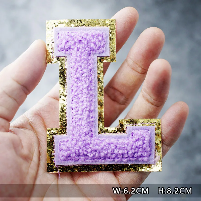 U V W X Y Z Purple English Letters Patches For Clothing Patch Embroidery Clothes Applique 