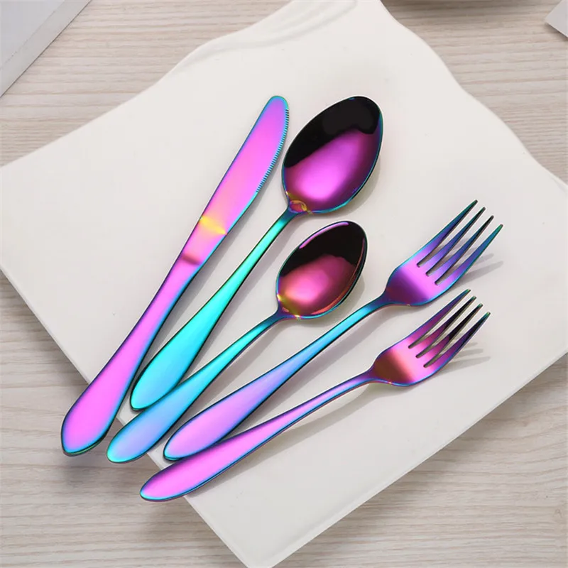 

20pcs/Set 304 Stainless Steel Flatware Sets Portable Mirror Polished Colorful Tableware Set for Home Dining Appliance Silverware