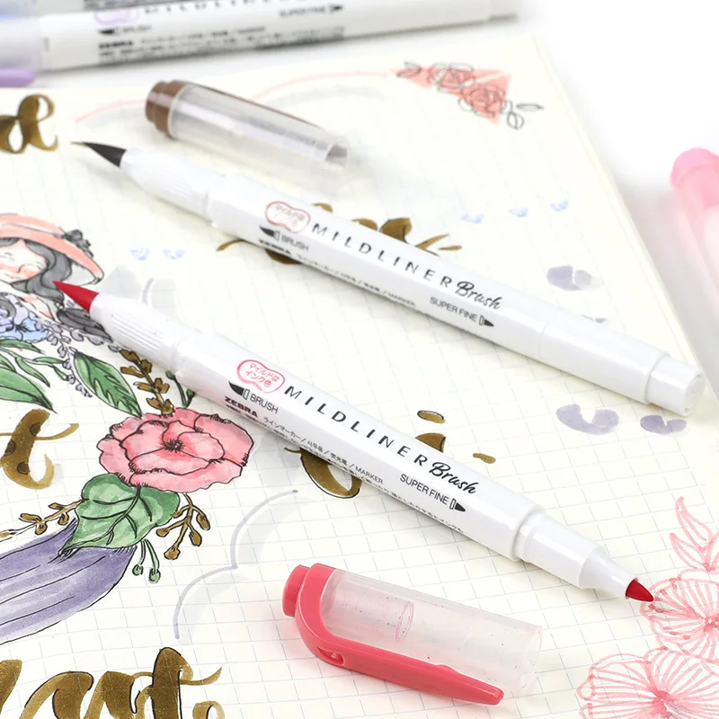 2020 Новый 5 цветов Zebra MildLiner Brush Pen Set WFT8 двусторонний маркер на водной основе