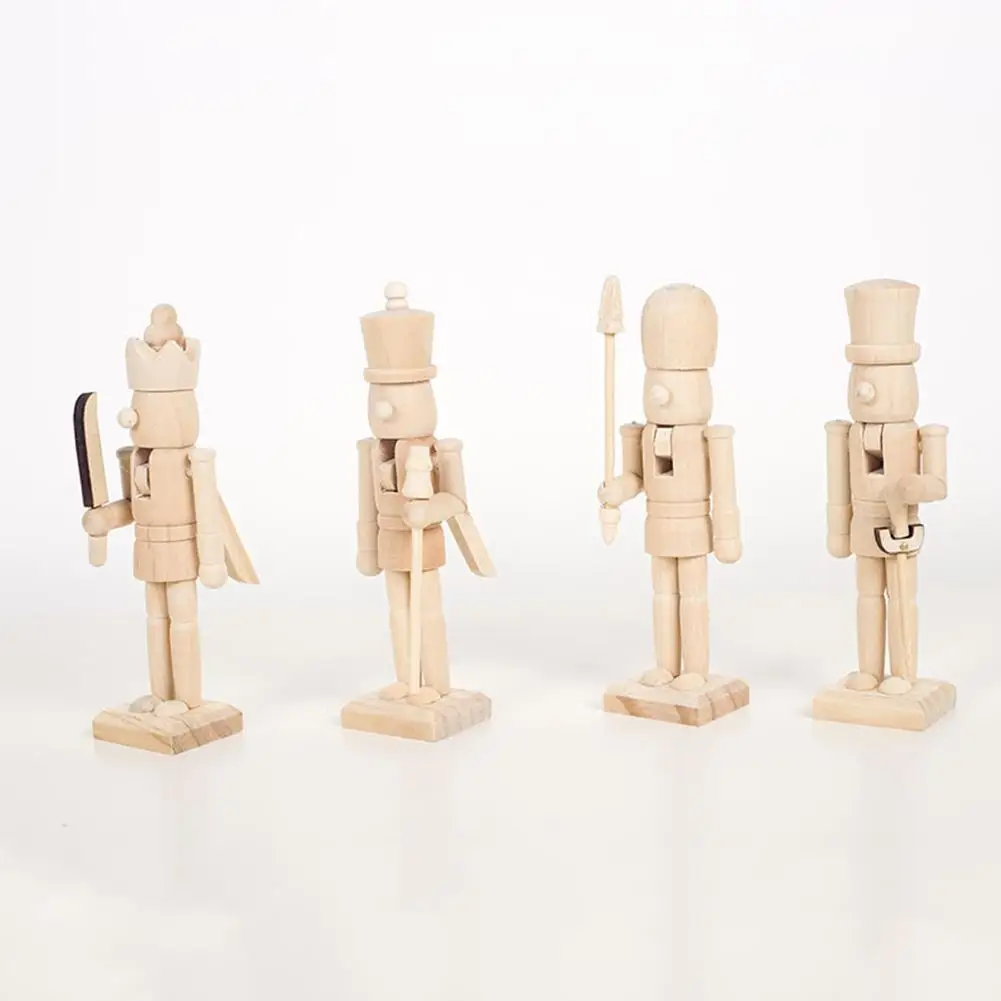

4 PCS Clever Traditional Soldier Nutcracker Collectible Wooden Christmas Nutcracker Festive Holiday Decor SD95