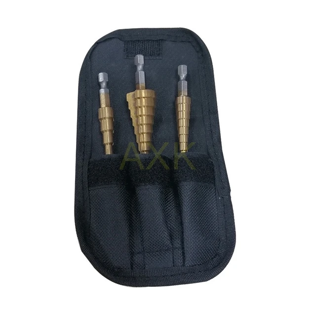 3-12mm 4-12mm 4-20mm HSS Straight Groove Hexagonal Step Drill Bit Set Titanium Coated Wood Metal Hole Cutter Core Drill Bit Set 3-12 4-12 4-20 bag