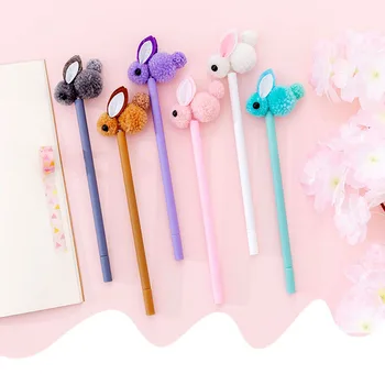 

Creative Plush Rabbit Gel Pen 0.38mm Black Ink Gel Pens Beautiful Bunny Signature Pen Cute Stationary Office School Supplies