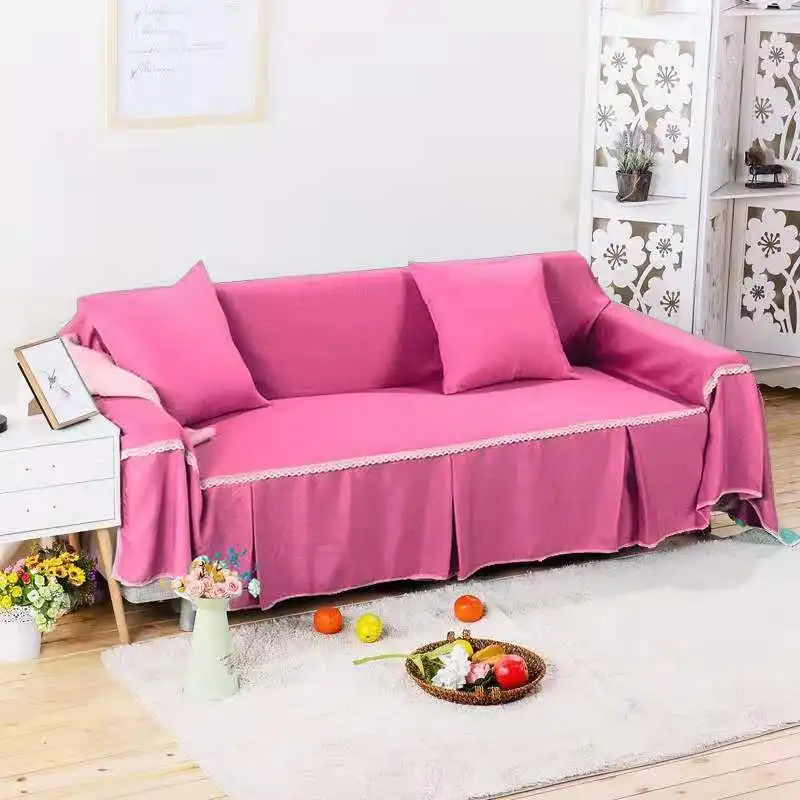 1/2/3/4-seater для диванов для Гостиная однотонные Цвет верхний край декорирован кружевом диван Полотенца все включено пылезащитный чехол для дивана Твердый Чехол - Цвет: Color 13