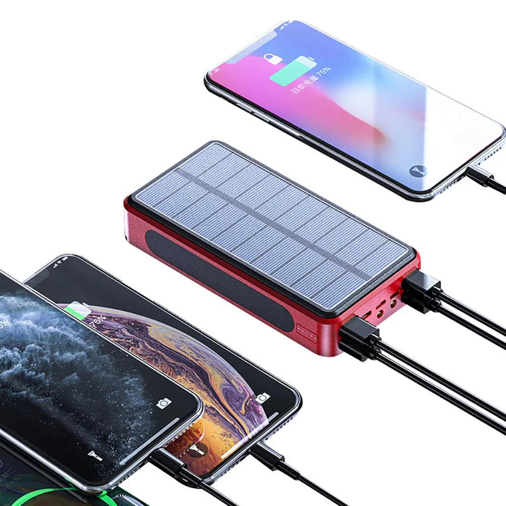 Wireless 100000mah Power Bank Large Capacity Solar Battery Panel With 4usb  Power Bank For Samsung Iphone13 Xiaomi повербанк mini power bank