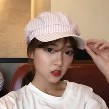 Женский винтажный берет Женская арт восьмиугольная шляпа водитель, разносчик газет плоская кепка полосатая Кепка Ретро британская шляпка