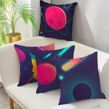 

Space Science Polyester Cushions Cover Cartoon Universe Astronomical Decorative Throw Pillow Case Pillow Cover for Sofa Car Home