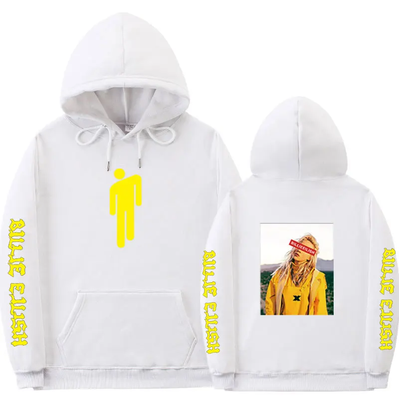 Billie Eilish толстовки наборы спортивный костюм для мужчин с капюшоном Мужские повседневные осенние зимние теплые толстовки спортивные штаны набор для мужчин и женщин хип-хоп костюм - Цвет: White MS532
