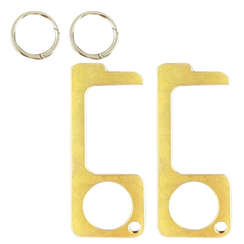 

New 4Pcs Hand Door Opener Brass Portable Press Elevator Tool Door Handle Key for Home Safety Protect Tool