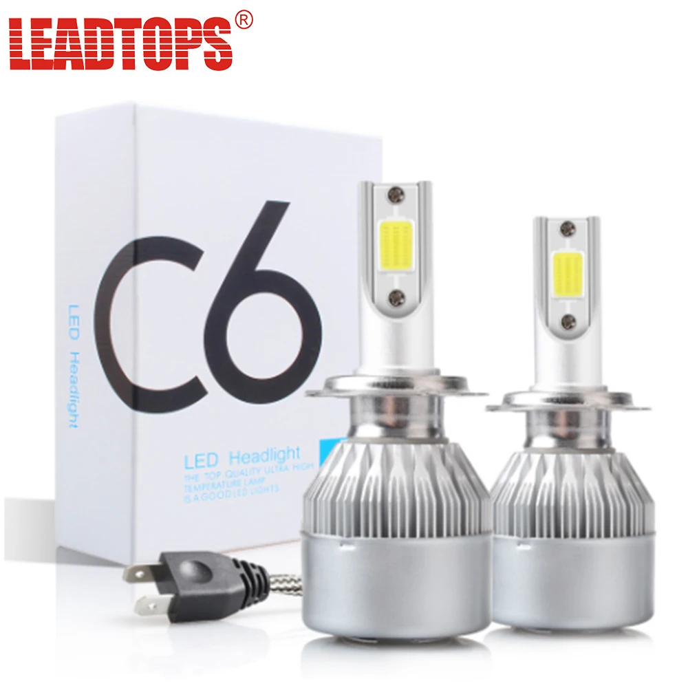 Светодиодные лампы LEADTOPS C6 2 шт. для головных фонарей H7 LED H4 H1 автомобильные H3 880 9005