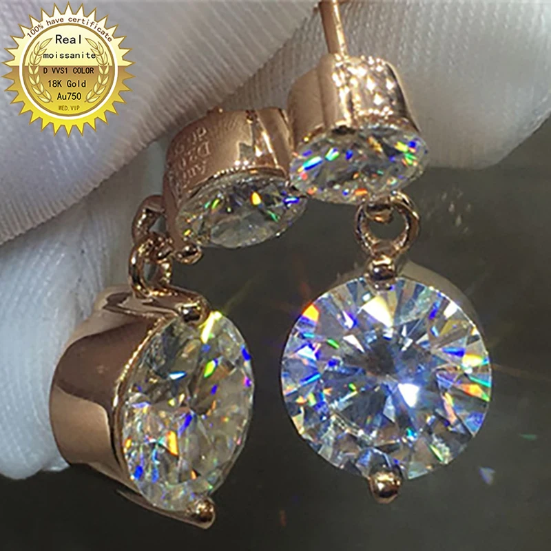 

Серьги-гвоздики из 18-каратного золота A750, 3 карата, лучший цвет, серьги с муассанитом