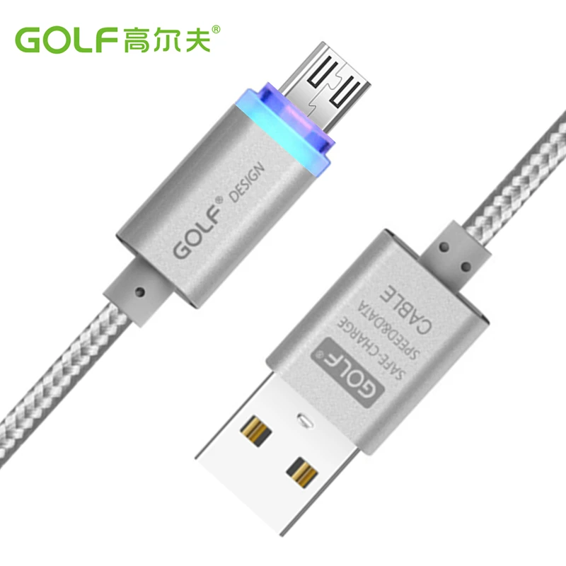 Зарядный кабель Micro USB GOLF 1 м со светодиодной подсветкой для Samsung S6 S7 Edge C5 Redmi 5 5A 6 7 Note