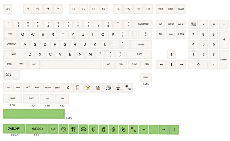 ハニーミルクのテーマのキーキャップ,140個,メカニカルキーボード用,mx