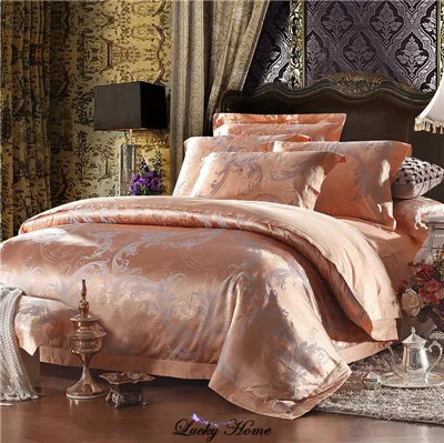 Постельное белье King size с вышивкой, жаккардовое постельное белье для свадьбы, хлопок, пододеяльник, простыня+ пододеяльник+ наволочка - Цвет: WWLY