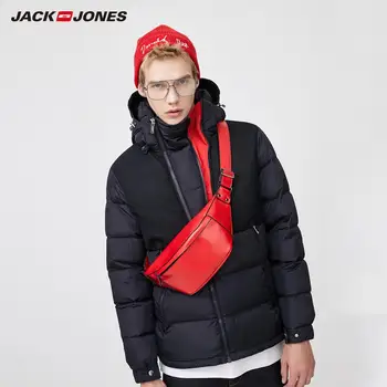 

JackJones Men's Winter Fashion Contrasting Splicing Gray Duck Down Short Hooded Down Jacket|219412554