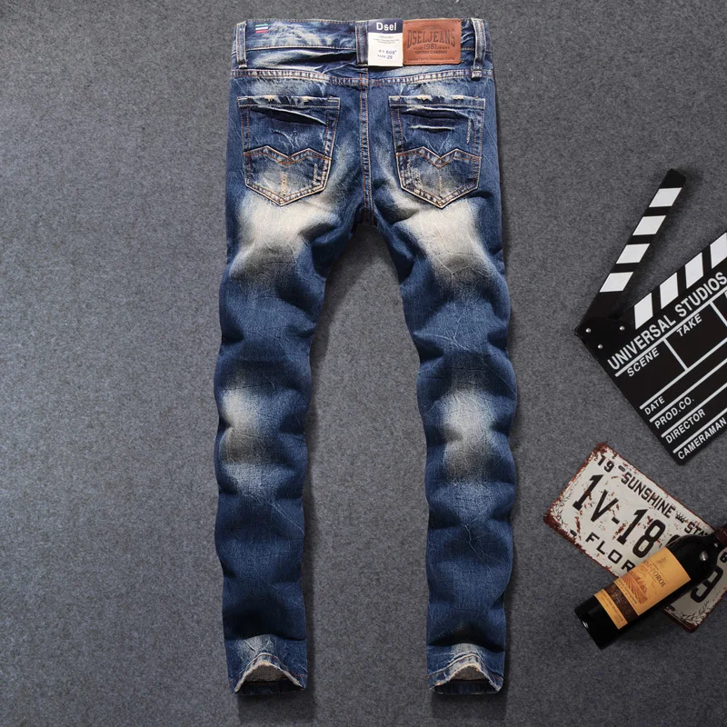 Модные Классические Мужские джинсы Slim Fit хлопок рваные джинсы для мужчин Уличная Хип Хоп брюки hombre dsel джинсы homme