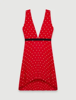 

Women Dress 2020 Spring and Summer New Temperament Lady Polka Dot Print Pleated Strap Dress
