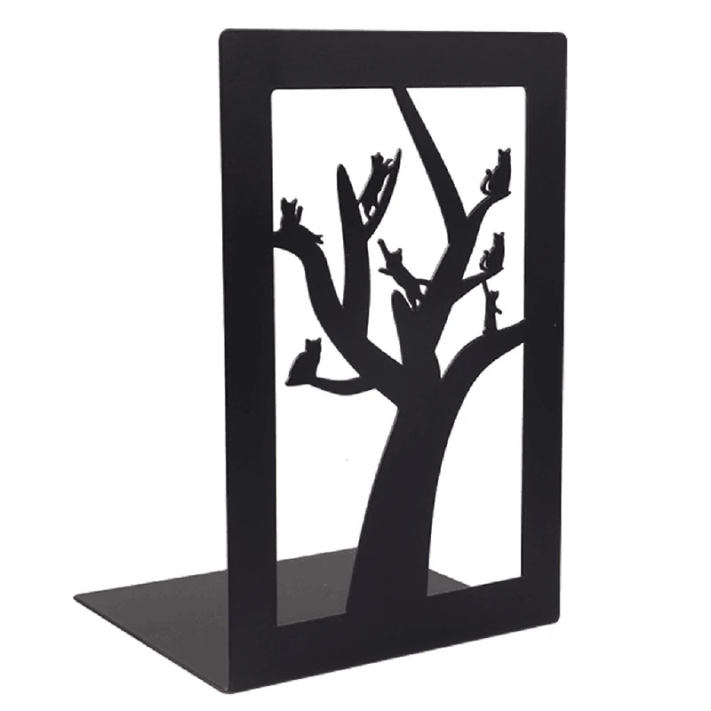Book Holder Book Organizer Hollow-out Metal Bookends Hourglass Design Metal Bookends for Home Office Decorative Book Stoppers