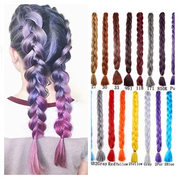 41" 165g Jumbo Braids Hair Synthetic Braiding Hair Extensions Kanekalon Hair Pure Color Pink Purple Hair Expo City 1