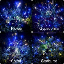 2 шт. DIY фейерверк солнечные гирлянды для Сада Декоративный букет светодиодный гирлянда Рождественские Праздничные сказочные огни Открытый Солнечный Лам