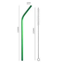 Eco-Friendly Reusable 304 Stainless Steel Drinking Straw with Cleaning Brush (Green Bent)