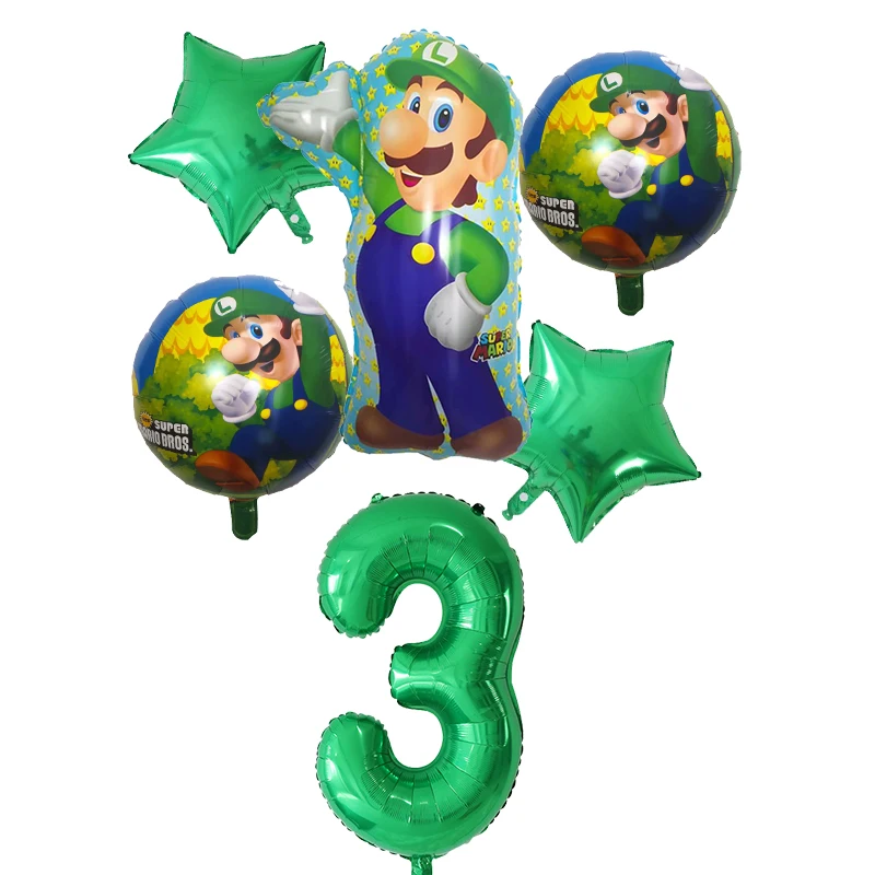 6 шт. воздушные шары "Супер Марио" 30 дюймов Количество воздушных шаров мальчик девочка день рождения Братья Марио и Луиджи майлар Синий Красный фольгированный шар набор декора - Цвет: Белый