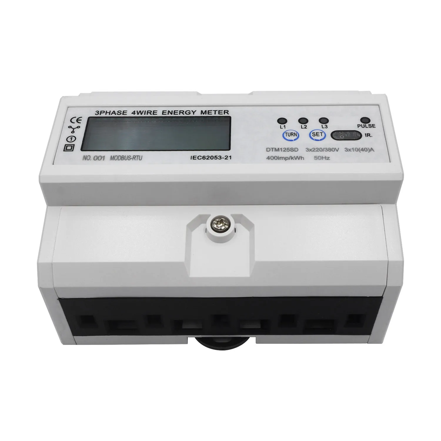 

DIN-Rail Energy Meter 3 Phase 4 Wire RS485 MODBUS Protocol AC220/380V Meter Power Consumption Monitor with LCD Display DTM125SD