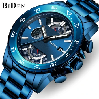 

BIDEN Men Watch Top Brand Luxury Fashion Business Quartz Watches Men Stainless Steel Waterproof Wristwatch Relogio Masculino
