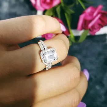 

Black Friday 2020 New Genuine 925 pure Sterling Silver Cut rings Sets for women Wedding Ring Sets R4212S