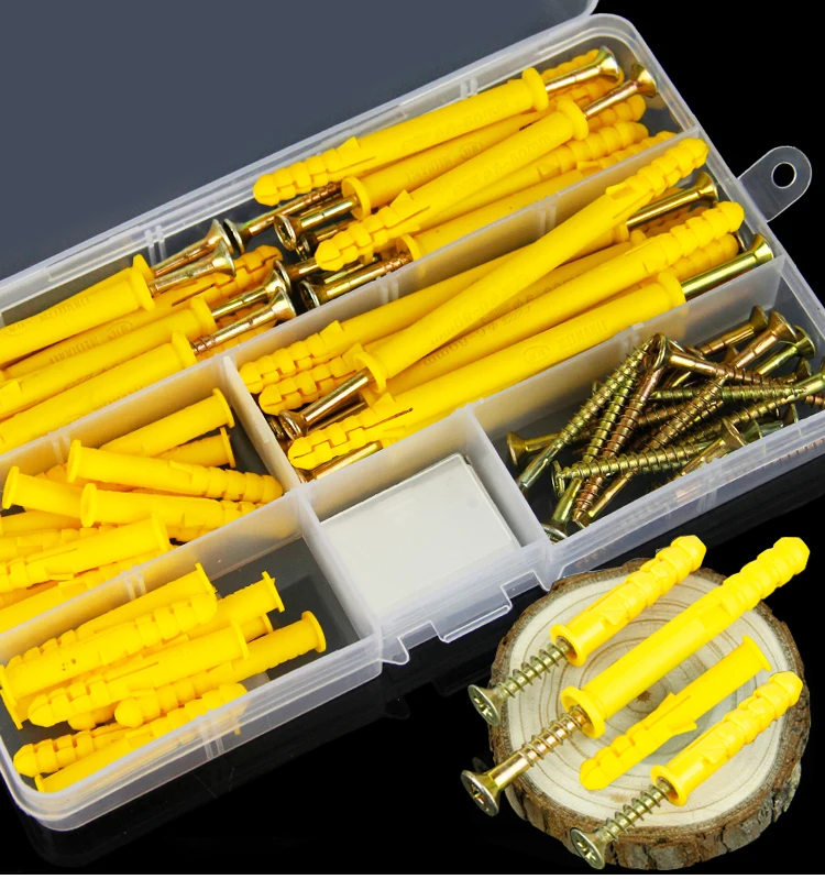 

70 pcs M6*60 Screw Set Wall Anchor Plugs Small Screws Expansion Tube Pipe Hardware Wall Plugs Drywall Screw With Plastic Box