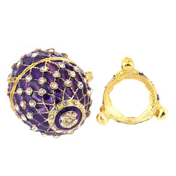 

Magnetic Fastener Decorative Hinged Jewelry Box Display Case Enameled Faberge Style Hand Painted Earring Holder For Women