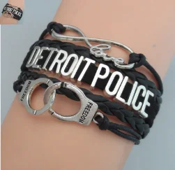 Светло-желтый цвет Браслеты с надписью love detroit police, ручная работа, очаровательные браслеты с полицейскими, сувенирный подарок полицейским для женщин и мужчин, ювелирные изделия с полицейскими - Окраска металла: Светло-желтый цвет
