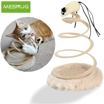 

MESNUG Interactive Cat Toy Plush Foldable Rotating Funny Kitten Mouse Toy Scratching Pad Stainless Steel Spiral Spring Pet Games