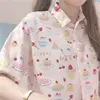 Shirts Women Short Sleeve Print Lovely Loose Korean Style Summer Fashion Feminino Blouses Prevalent Sweet Turn-down Collar Chic ► Photo 3/6