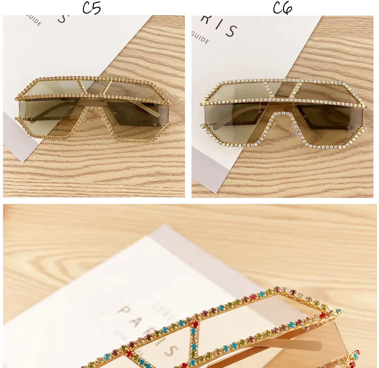 Oversize Square Sunglasses Women Fashion Luxury Rhinestone Sunglasses Big Shades Transparent Pink Yellow Sun Glasses Female NX