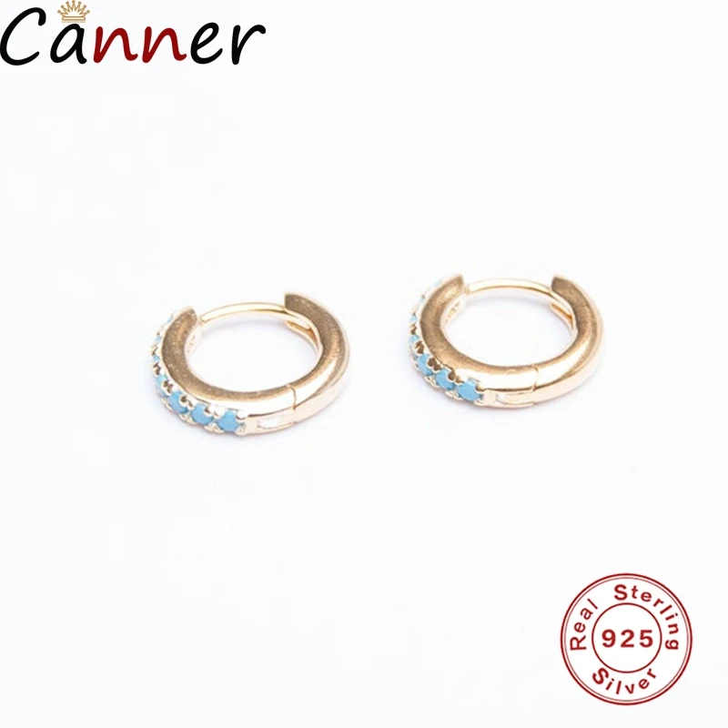 Canner S925 Серебряные Круглые круглые серьги-кольца для женщин, позолоченные микро стразы, циркониевые модные ювелирные изделия - Окраска металла: Gold